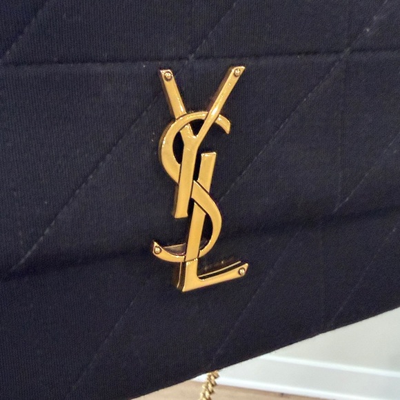 Yves Saint Laurent Jamie Jersey Black Quilted Shoulder Bag with Gold Chain - Picture 5 of 17